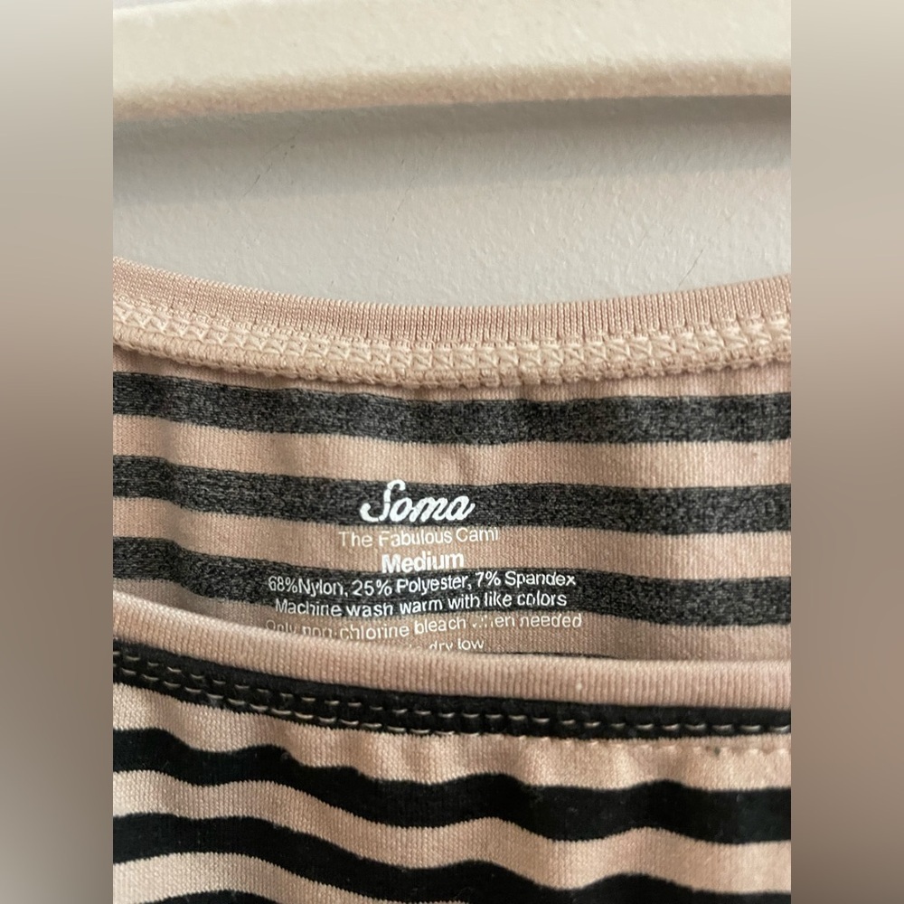 Soma Tan and Black Stripped Stretchy Tank Top - Picture 2 of 3